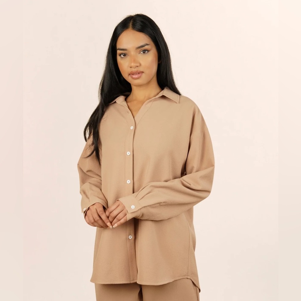 Aritzia Tan Button Down Shirt